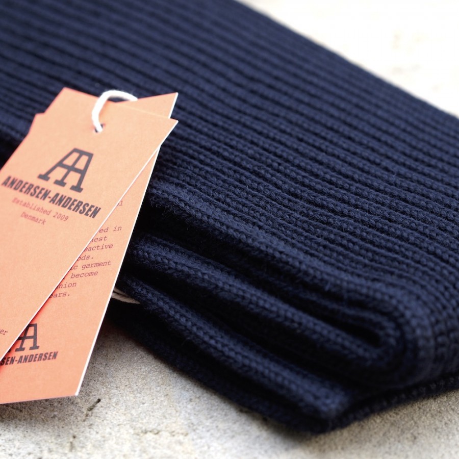 Schmaler Fisherman-Schal reine Merinowolle Andersen-Andersen in Navy