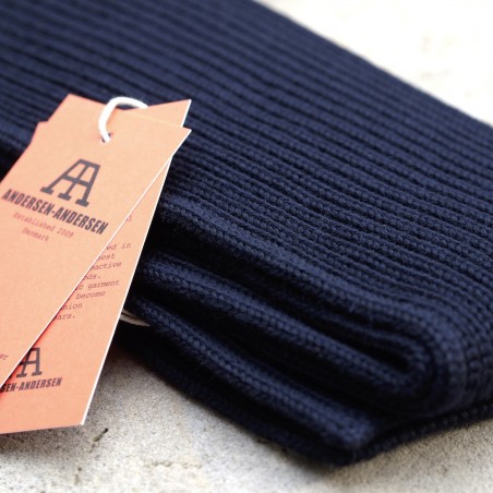 Schmaler Fisherman-Schal reine Merinowolle Andersen-Andersen in Navy