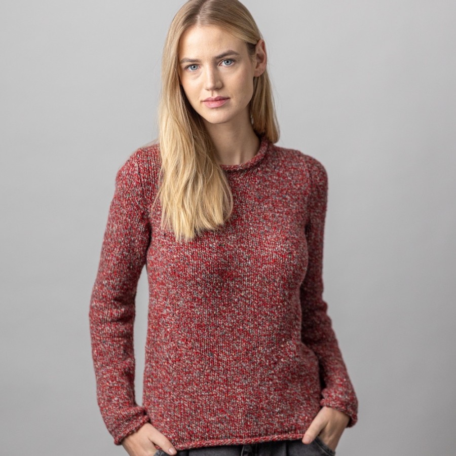 Lässiger Donegal Tweed Pullover mit Rollbündchen von Fisherman