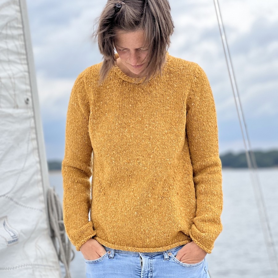 Lässiger Donegal Tweed Pullover mit Rollbündchen von Fisherman