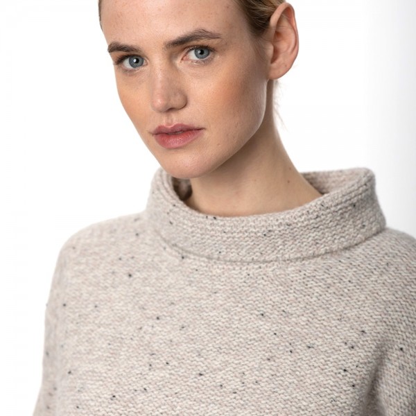 Boxy Mock Neck Wollpullover von Fisherman out of Ireland. Merino/Kaschmir, mulesing free.