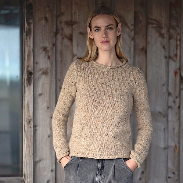 Lässiger Donegal Tweed Wollpullover mit Rollbündchen von Fisherman out of Ireland