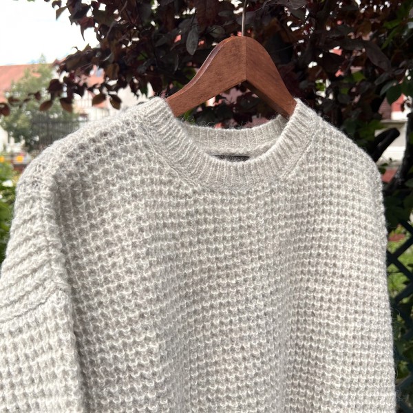 Leichter Alpaka-/Wollpullover im Waffle-Stitch mit Rundhalsausschnitt von Fisherman