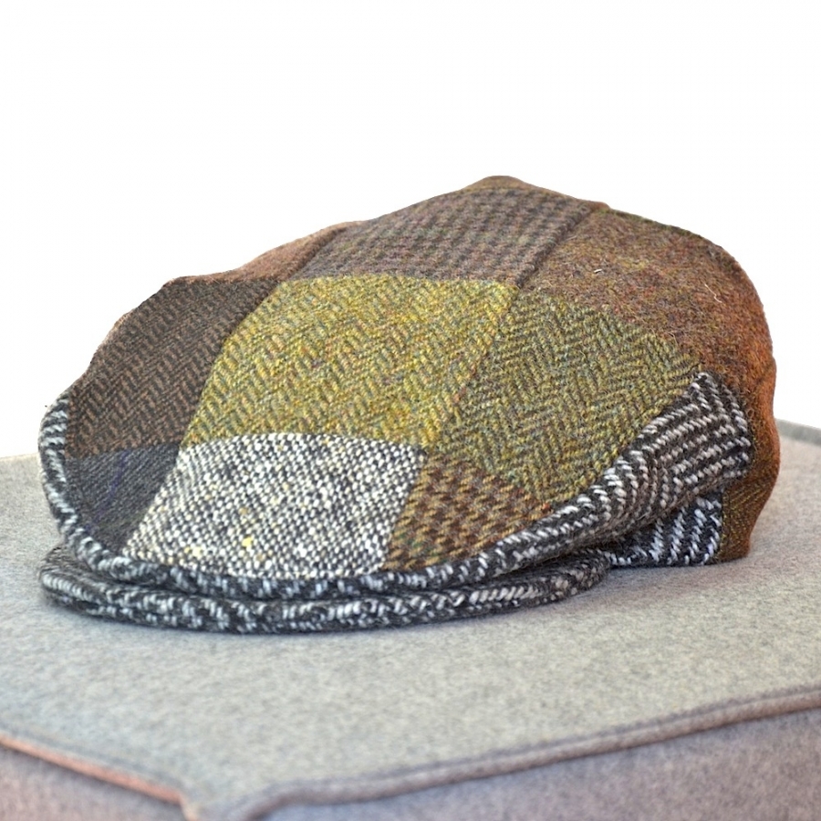 Original irische Patch Tweed Mütze  EIR von der Weberei JOHN HANLY & Co.