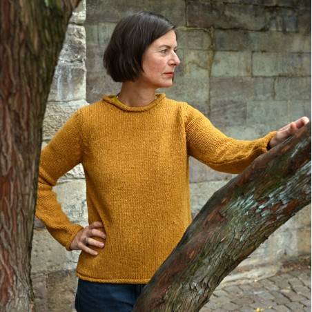Lässiger Donegal Tweed Wollpullover mit Rollbündchen von Fisherman out of Ireland