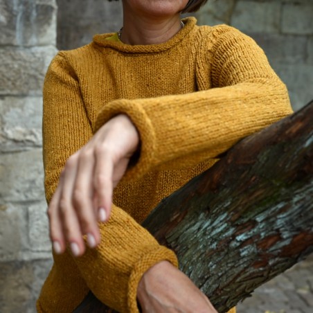 Lässiger Donegal Tweed Wollpullover mit Rollbündchen von Fisherman out of Ireland