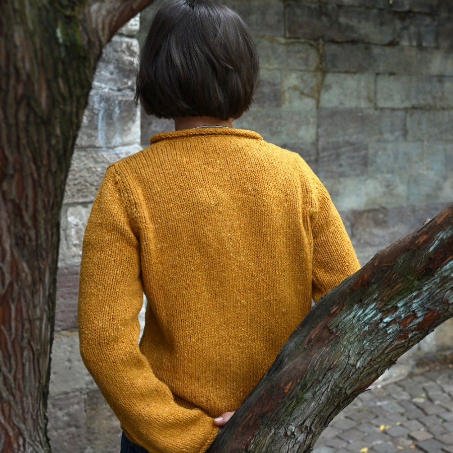Lässiger Donegal Tweed Wollpullover mit Rollbündchen von Fisherman out of Ireland