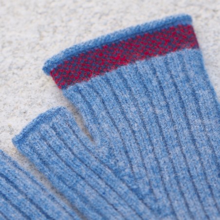 Handschuhe ohne Finger, Handstulpen in Blau von Eribé Knitwear aus Schottland