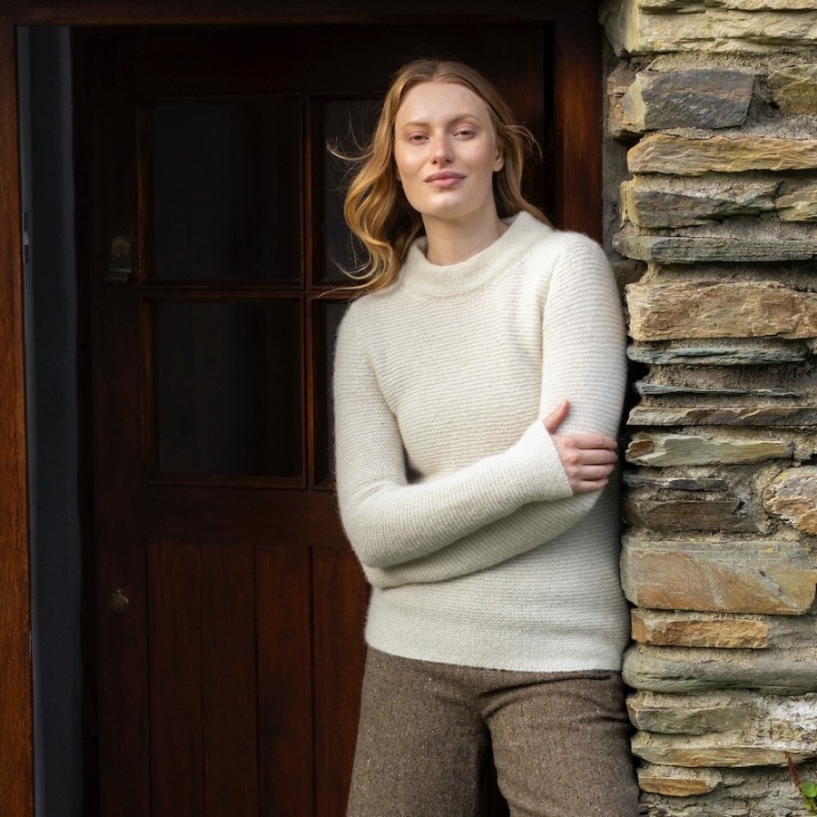 Sehr leichter und eleganter Damen-Pullover aus Baby-Alpaka von Fisherman out of Ireland