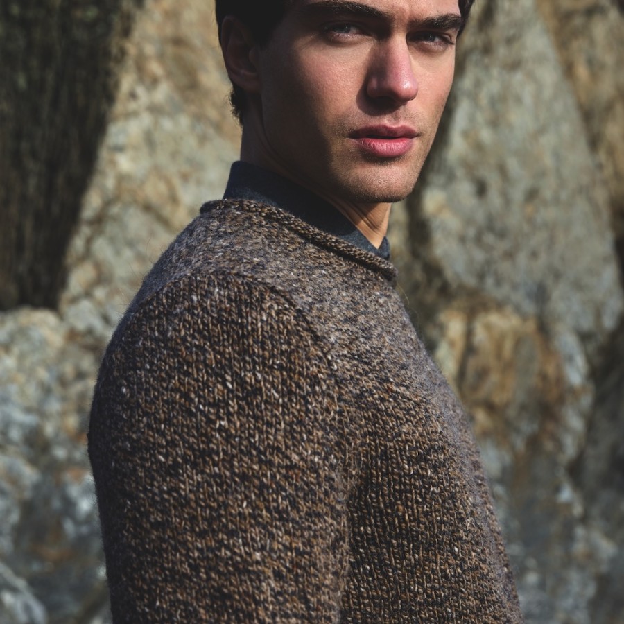 Wollpullover THE SEAL in der Farbe Guinness von FISHERMAN out of IRELAND aus Alpaka und Schurwolle. Edel.