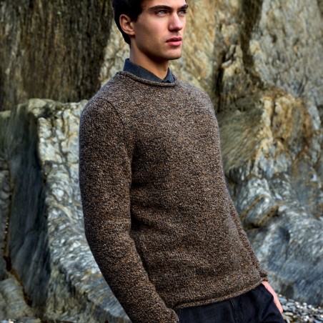 Wollpullover THE SEAL in der Farbe Guinness von FISHERMAN out of IRELAND aus Alpaka und Schurwolle. Edel.