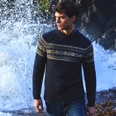 Donegal Wollpullover mit Fairisle Muster von Fisherman out of Ireland. Mulesing Free.